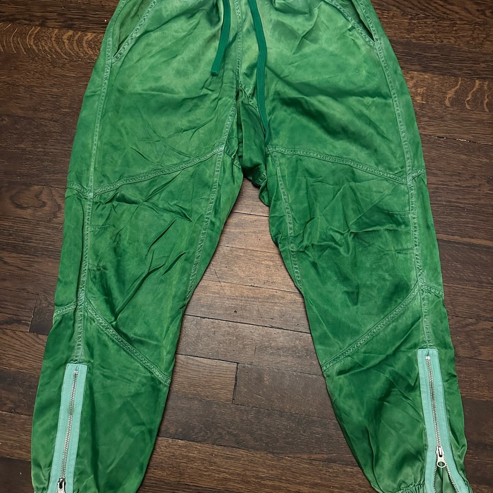 Freecity Vibrant Green Joggers with Zipper Accents